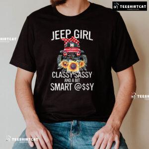 Jeep Girl Classy Sassy and A Bit Smart Assy Red Jeep and Sunflower for Cool Girl T-Shirt
