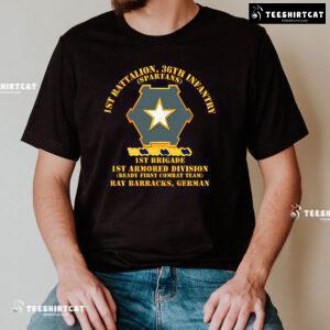1st Battalion 36th Infantry Spartans 1st Brigade 1st Armored Division Ready First Combat Team T-Shirt
