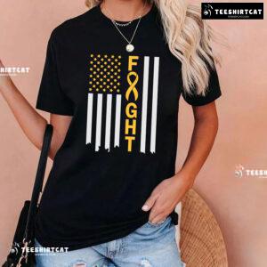Fight Childhood Cancer American Flag T-Shirt