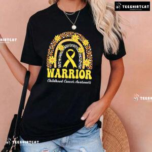 Warrior Childhood Cancer Awareness Rainbow Leopard T-Shirt