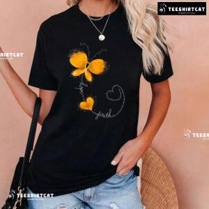 Hope Faith Butterfly Childhood Cancer Awareness T-Shirt