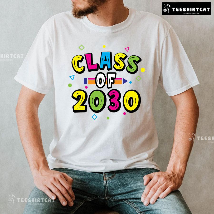 Class Of 2030 Crayon Student Back To School T-Shirt