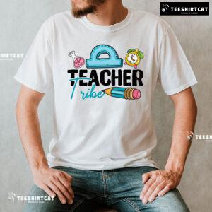 Teacher Tribe Pencil Ruler Clock Flask Back To School T-Shirt