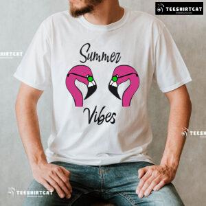 Summer Vibes Flamingo With Glasses T-Shirt