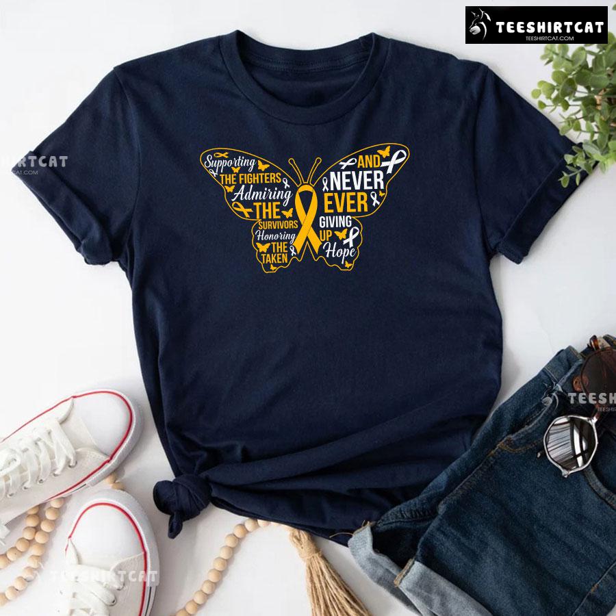 Supporting The Fighters Admiring The Survivors Childhood Cancer T-Shirt