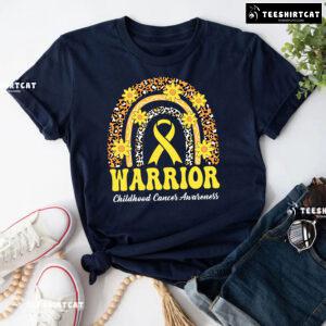 Warrior Childhood Cancer Awareness Rainbow Leopard T-Shirt