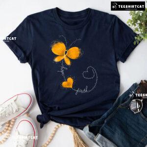 Hope Faith Butterfly Childhood Cancer Awareness T-Shirt