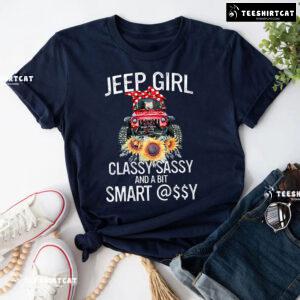Jeep Girl Classy Sassy and A Bit Smart Assy Red Jeep and Sunflower for Cool Girl T-Shirt