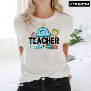 Teacher Tribe Pencil Ruler Clock Flask Back To School T-Shirt