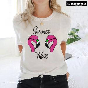 Summer Vibes Flamingo With Glasses T-Shirt
