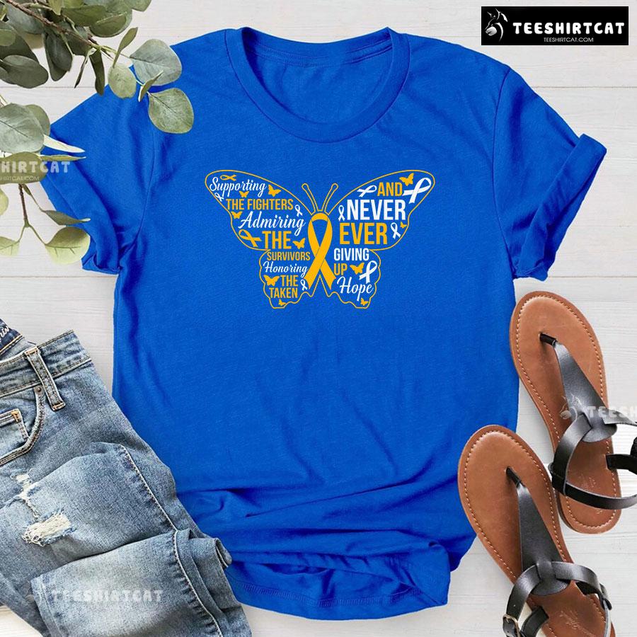 Supporting The Fighters Admiring The Survivors Childhood Cancer T-Shirt