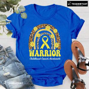 Warrior Childhood Cancer Awareness Rainbow Leopard T-Shirt