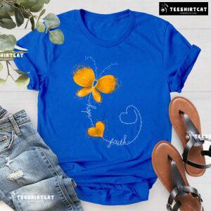 Hope Faith Butterfly Childhood Cancer Awareness T-Shirt
