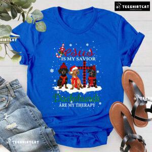 Jesus Is My Savior Dachshunds Are My Therapy for Christmas T-Shirt