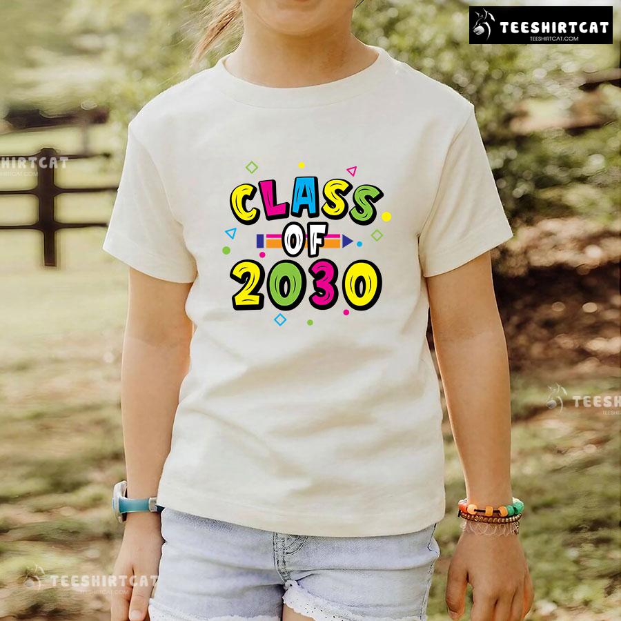 Class Of 2030 Crayon Student Back To School T-Shirt