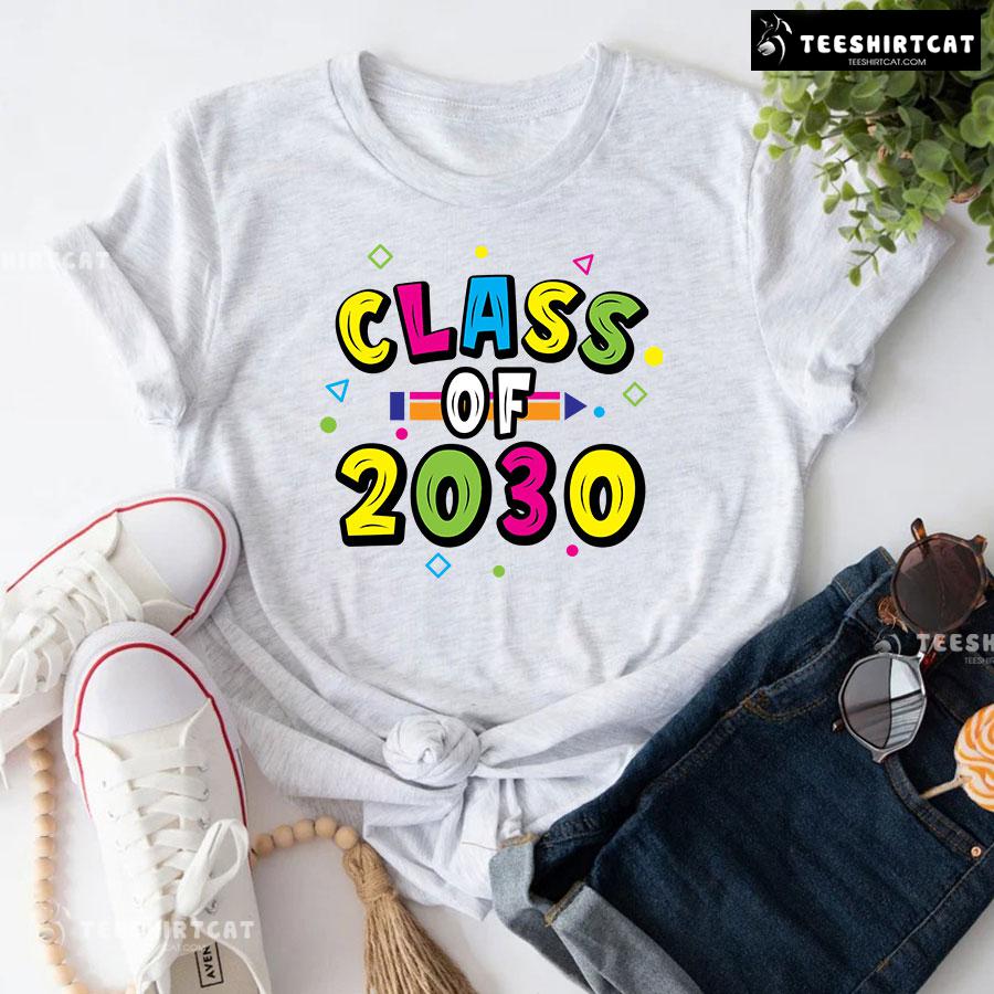 Class Of 2030 Crayon Student Back To School T-Shirt