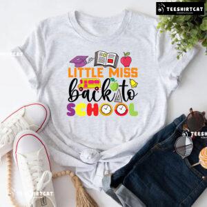 Little Miss Back To School Apple Ruler Clock Bus Teacher Student T-Shirt