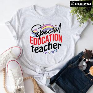 Special Education Teacher Rainbow Cupcake Flag Chain Back To School T-Shirt