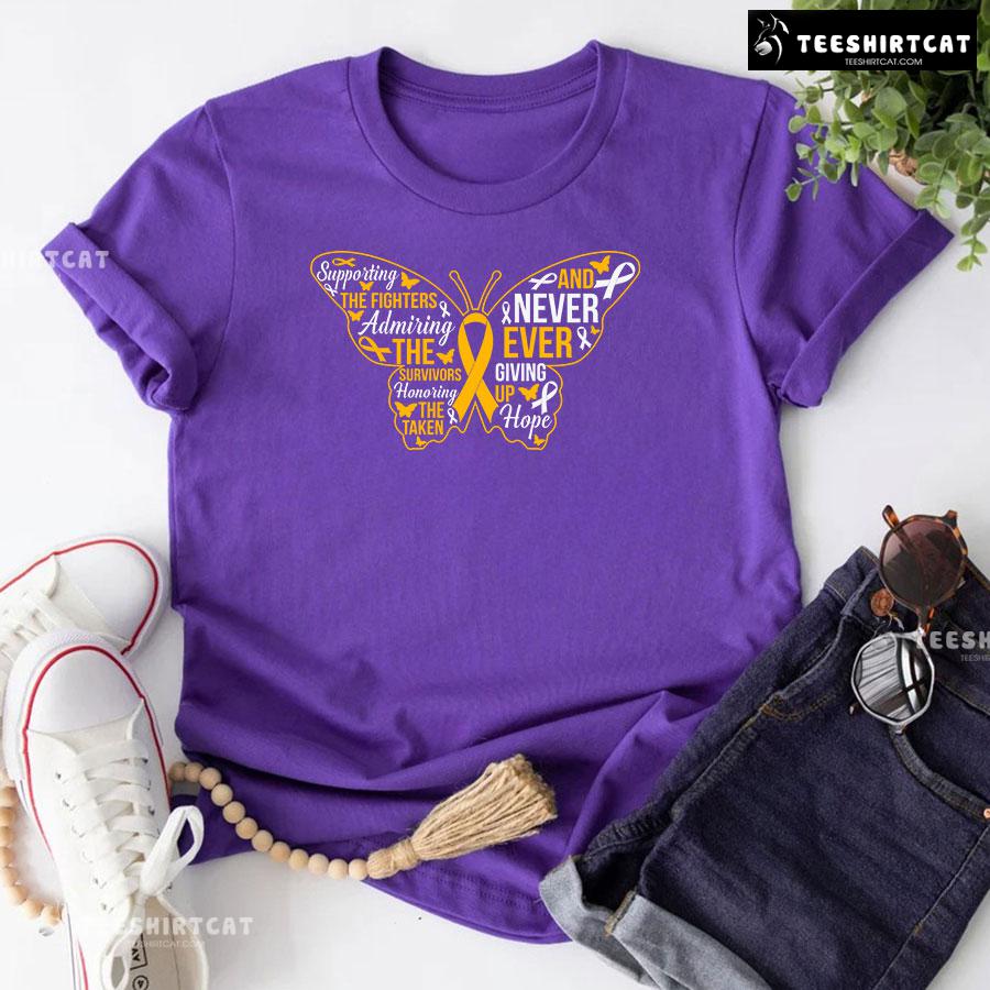 Supporting The Fighters Admiring The Survivors Childhood Cancer T-Shirt