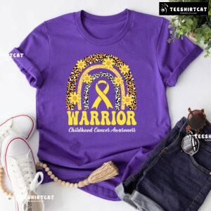 Warrior Childhood Cancer Awareness Rainbow Leopard T-Shirt