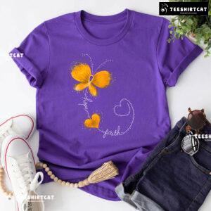 Hope Faith Butterfly Childhood Cancer Awareness T-Shirt