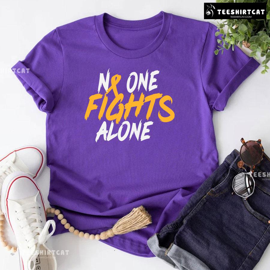 No One Fights Alone Childhood Cancer Awareness T-Shirt