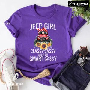 Jeep Girl Classy Sassy and A Bit Smart Assy Red Jeep and Sunflower for Cool Girl T-Shirt