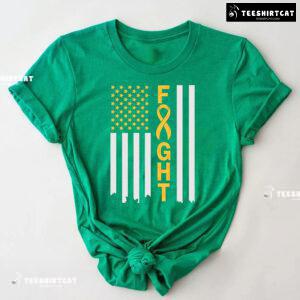 Fight Childhood Cancer American Flag T-Shirt