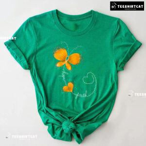 Hope Faith Butterfly Childhood Cancer Awareness T-Shirt