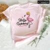 Hello Summer Funny Flamingo With Hat T-Shirt
