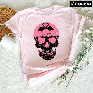 Skull With Lovely Flamingo T-Shirt
