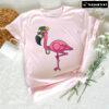 Funny Flamingo With Clown Hat Glasses And Necklace T-Shirt