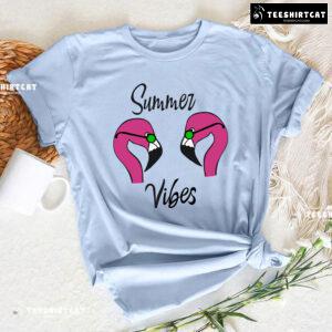 Summer Vibes Flamingo With Glasses T-Shirt