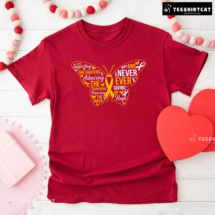 Supporting The Fighters Admiring The Survivors Childhood Cancer T-Shirt