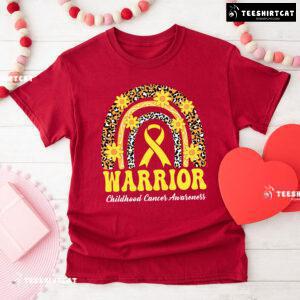 Warrior Childhood Cancer Awareness Rainbow Leopard T-Shirt