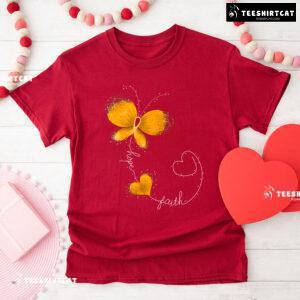 Hope Faith Butterfly Childhood Cancer Awareness T-Shirt