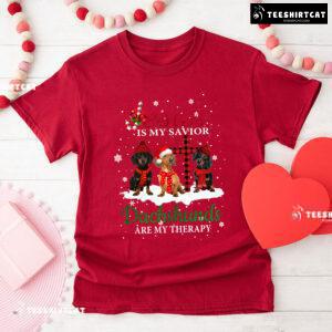 Jesus Is My Savior Dachshunds Are My Therapy for Christmas T-Shirt