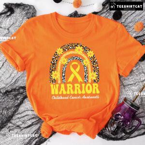 Warrior Childhood Cancer Awareness Rainbow Leopard T-Shirt
