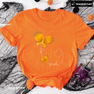 Hope Faith Butterfly Childhood Cancer Awareness T-Shirt