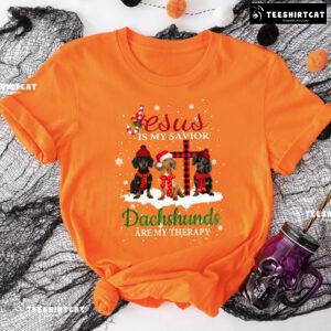 Jesus Is My Savior Dachshunds Are My Therapy for Christmas T-Shirt