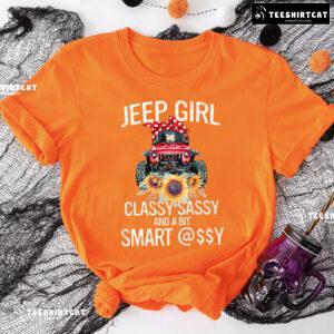 Jeep Girl Classy Sassy and A Bit Smart Assy Red Jeep and Sunflower for Cool Girl T-Shirt