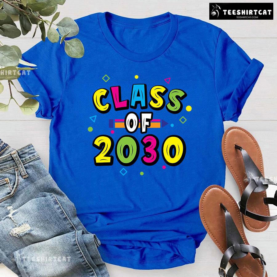 Class Of 2030 Crayon Student Back To School T-Shirt