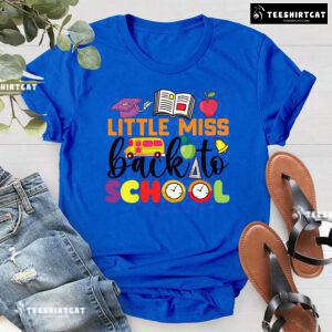 Little Miss Back To School Apple Ruler Clock Bus Teacher Student T-Shirt