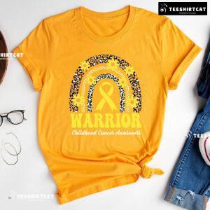Warrior Childhood Cancer Awareness Rainbow Leopard T-Shirt