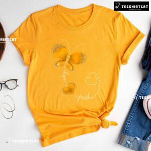 Hope Faith Butterfly Childhood Cancer Awareness T-Shirt