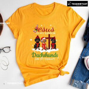 Jesus Is My Savior Dachshunds Are My Therapy for Christmas T-Shirt