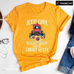 Jeep Girl Classy Sassy and A Bit Smart Assy Red Jeep and Sunflower for Cool Girl T-Shirt