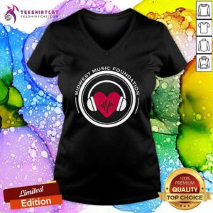 Midwest Music Foundation Heart Headphone v-neck