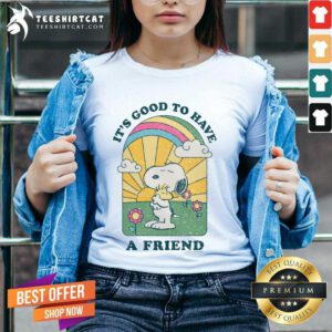 Peanuts Groovy Snoopy It's Good To Have A Friend v-neck