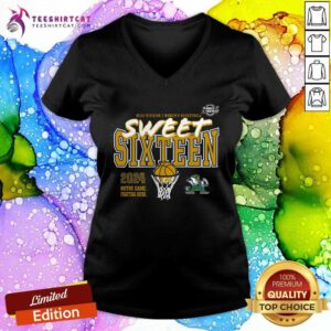 Notre Dame Fighting Irish 2024 NCAA Women's Basketball Tournament March Madness Sweet 16 Fast Break v-neck